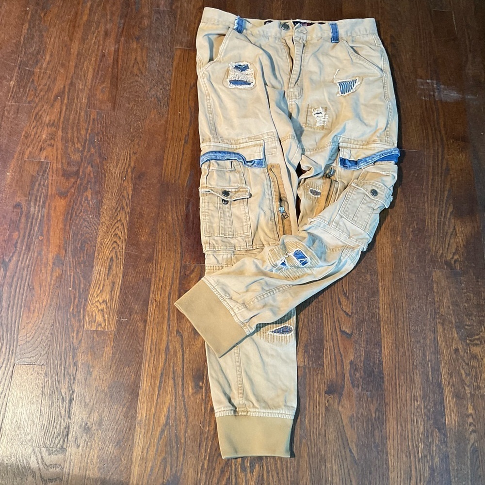 Heritage America Y2K Cargo Pants Men’s W32 L31 Distressed Utility HTF! - Picture 8 of 13